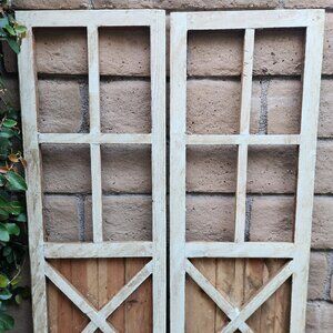 Arch Wood Farmhouse Lt. Green Barn Door Distress Wall Decor Set of 2, 39" H